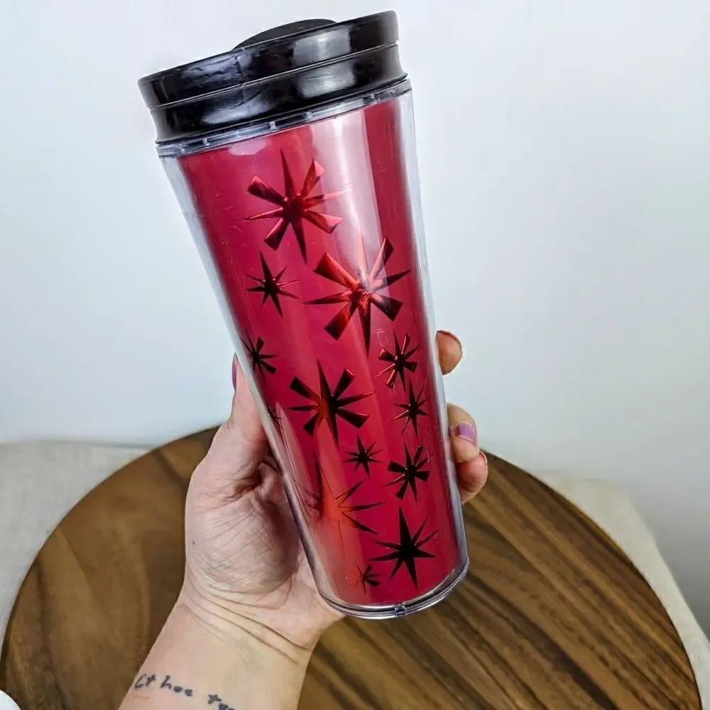 Starbucks 2011 Red and Black Travel Mug & White Regular Mug 12oz